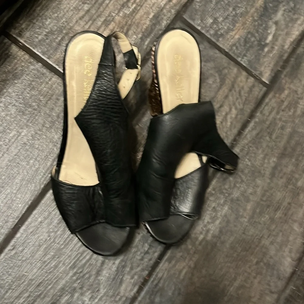 Black leather platforms